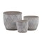 Urban Trends Collection Ceramic Round Pot with Banded Rim Top and Bottom, Embossed Lattice Triangle Design, Irregular Body and Tapered Bottom